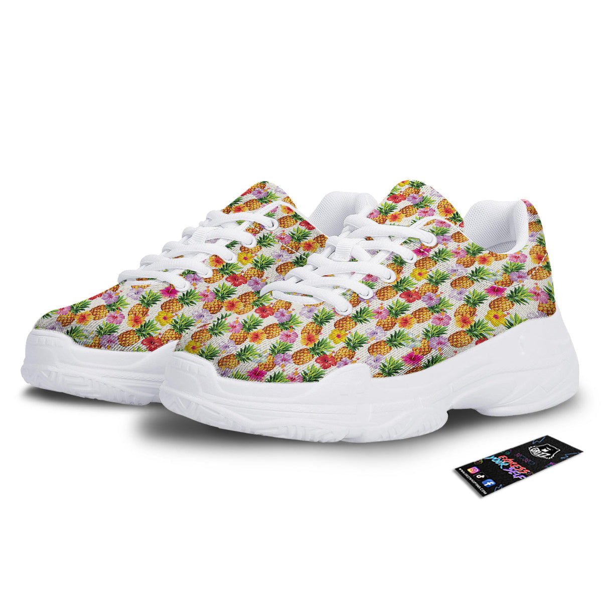 Pineapple Aloha Summer Print Pattern White Chunky Shoes-grizzshop