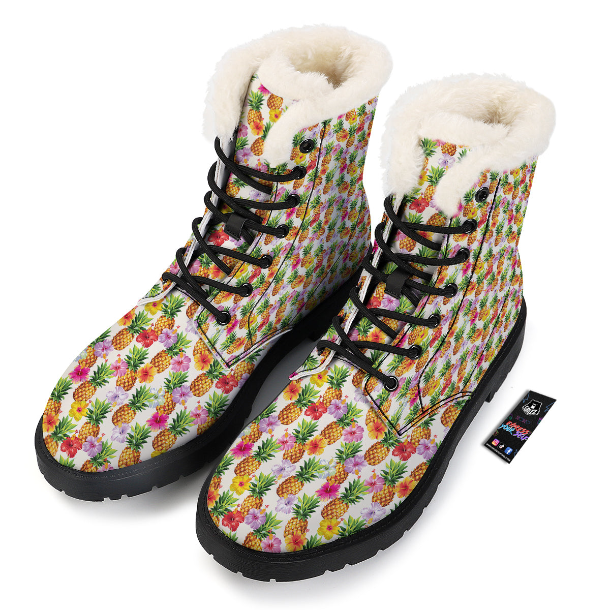 Pineapple Aloha Summer Print Pattern Winter Boots-grizzshop