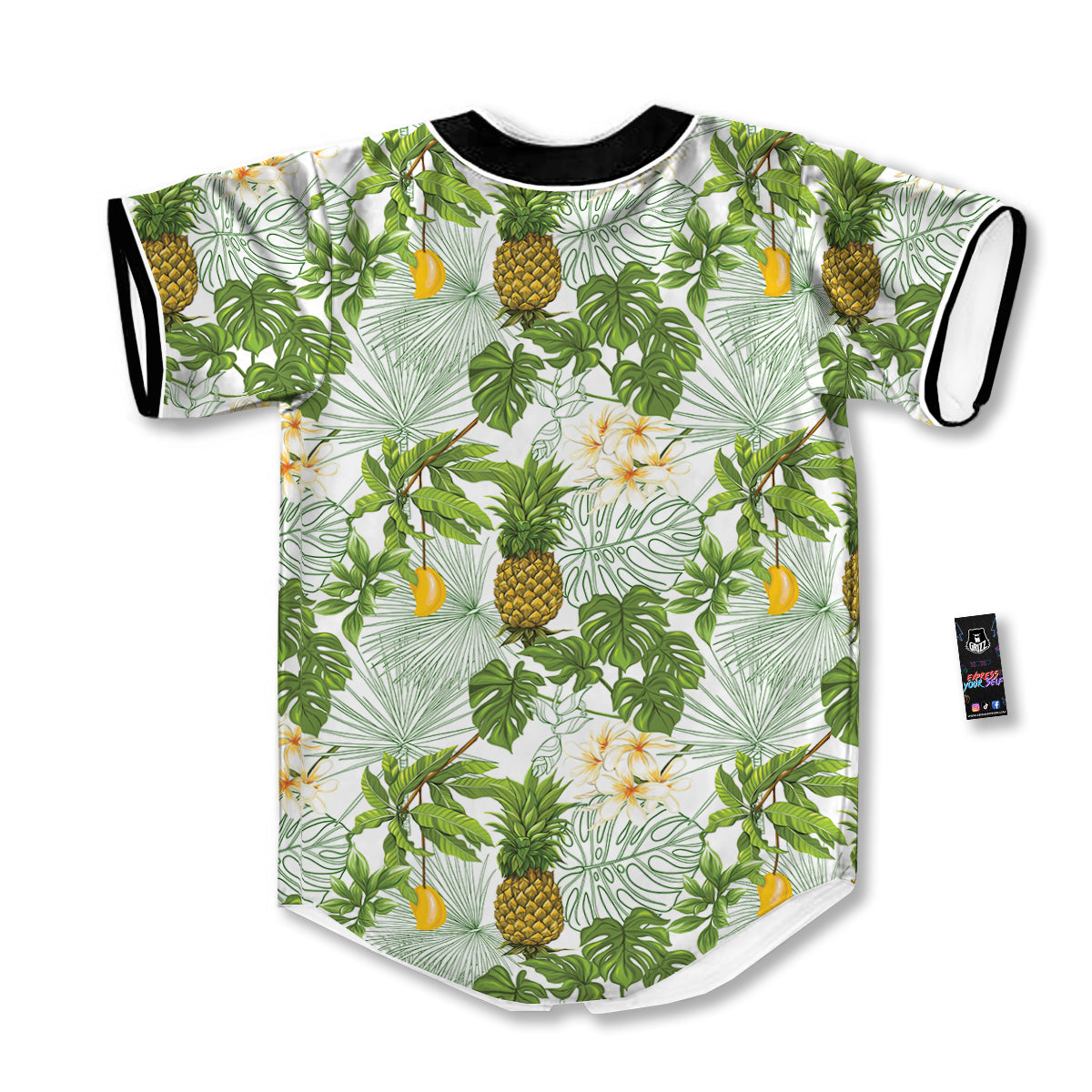 Pineapple Aloha White Print Pattern Baseball Jersey-grizzshop
