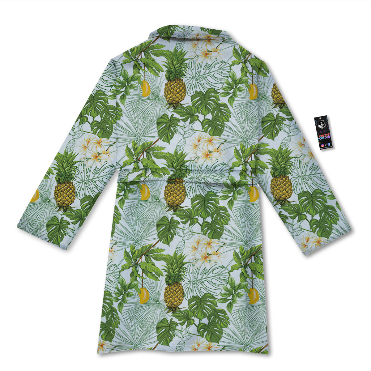 Pineapple Aloha White Print Pattern Bathrobe-grizzshop