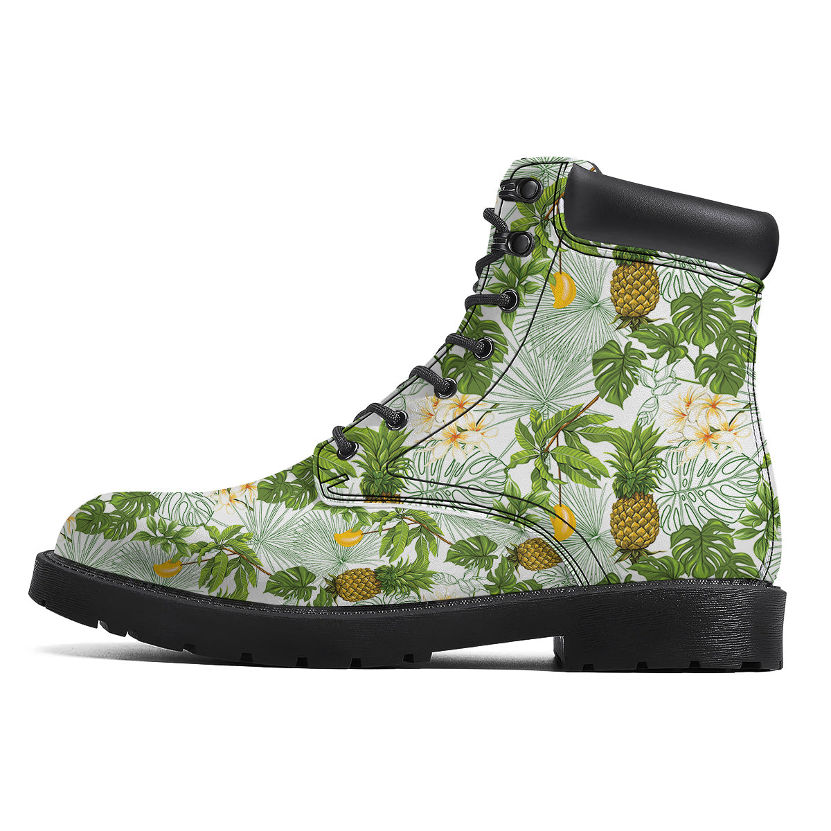 Pineapple Aloha White Print Pattern Boots-grizzshop