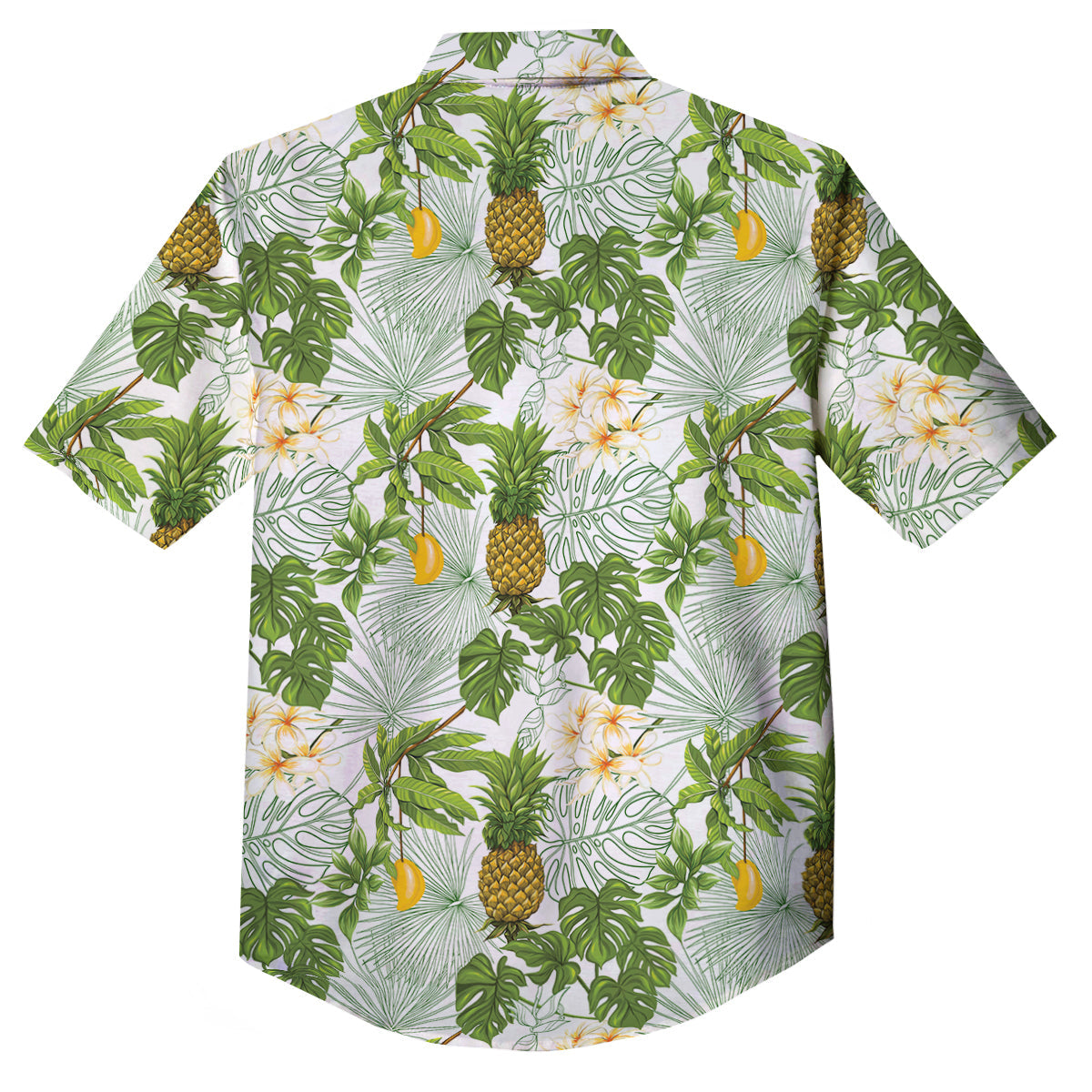 Pineapple Aloha White Print Pattern Button Up Shirt-grizzshop