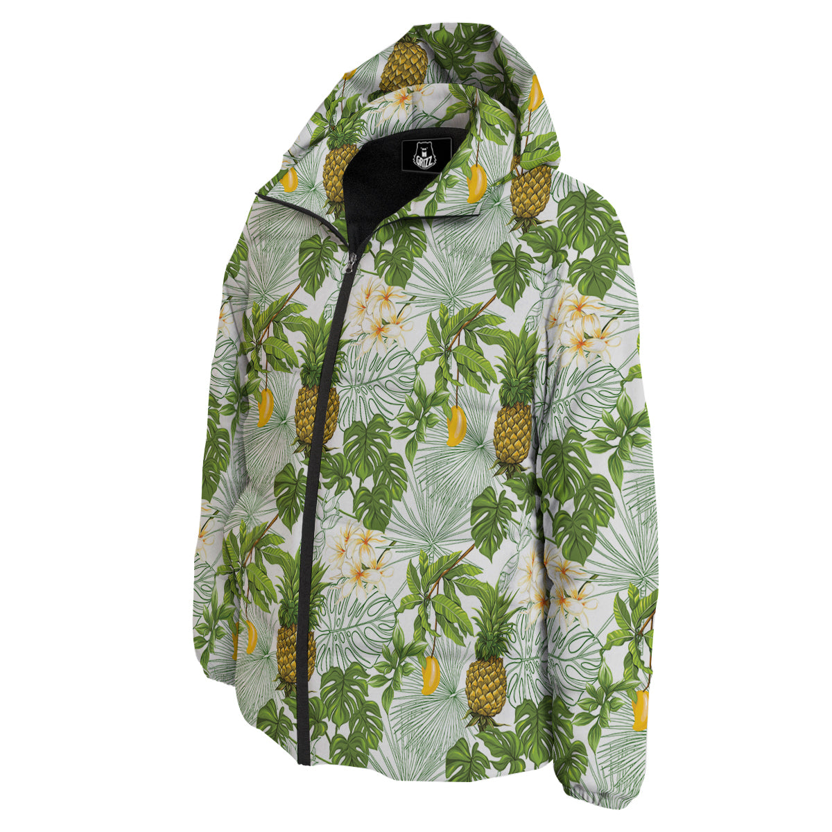 Pineapple Aloha White Print Pattern Down Jacket-grizzshop