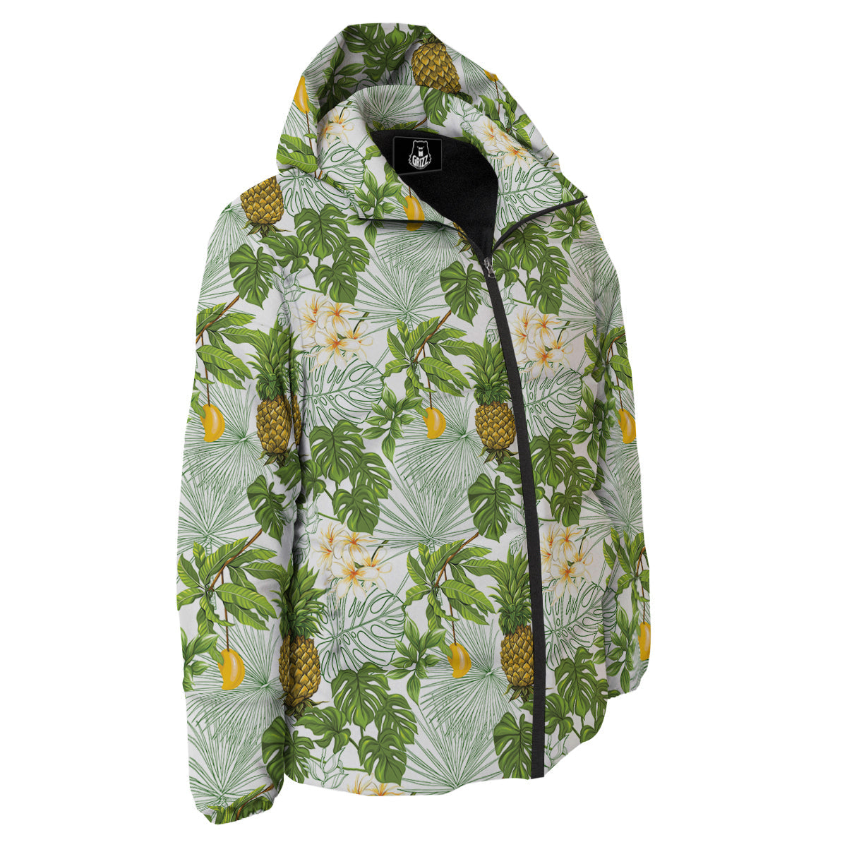 Pineapple Aloha White Print Pattern Down Jacket-grizzshop