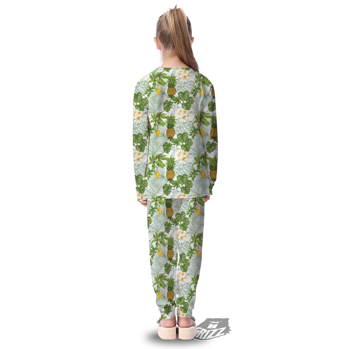 Pineapple Aloha White Print Pattern Kid's Pajamas-grizzshop