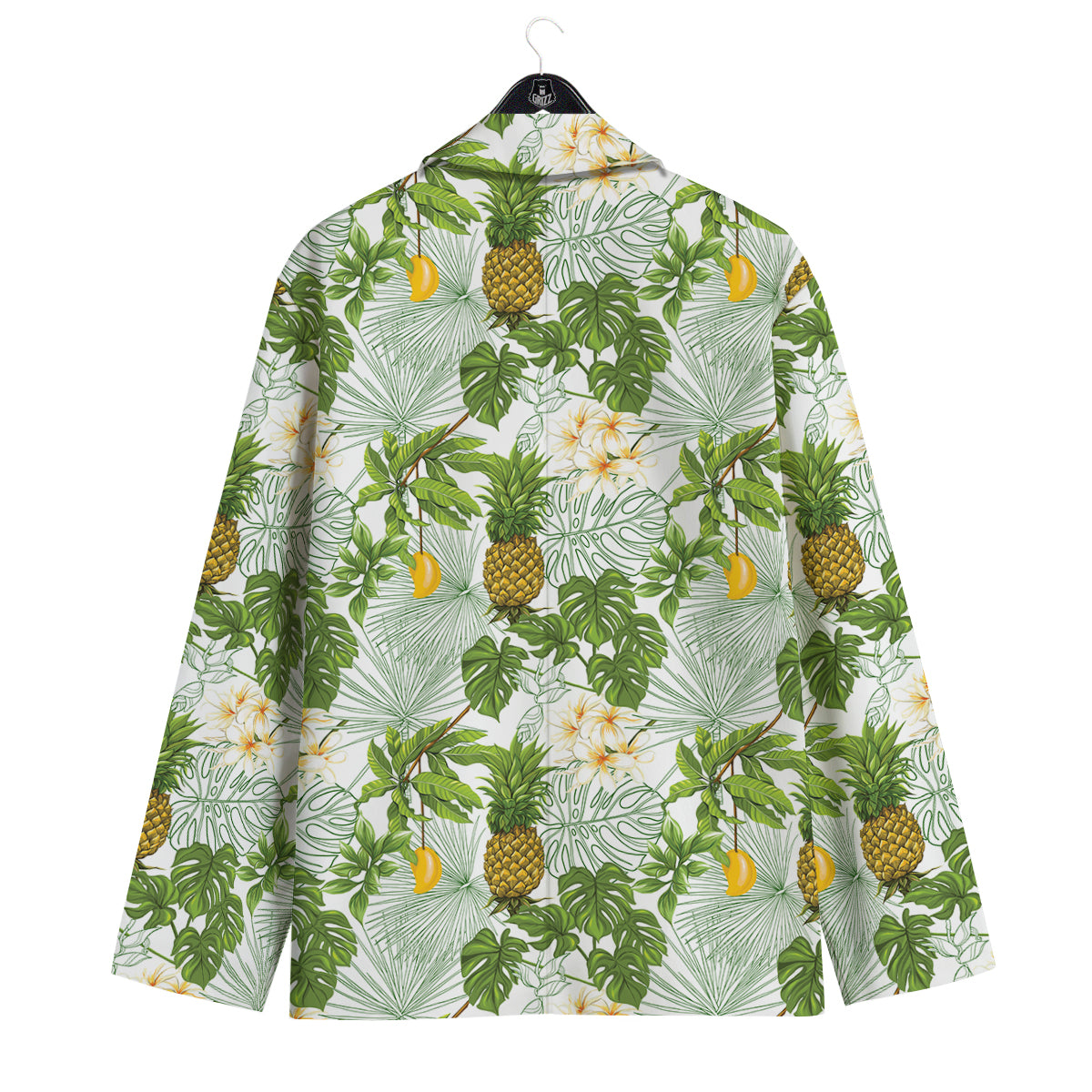 Pineapple Aloha White Print Pattern Men's Sport Coat-grizzshop