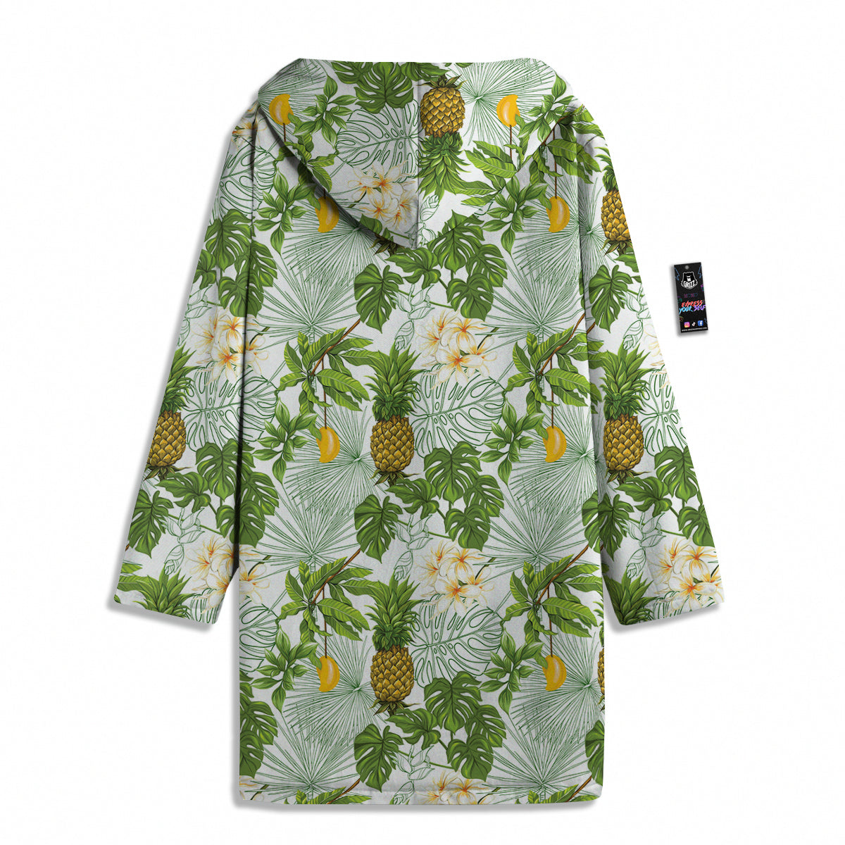 Pineapple Aloha White Print Pattern Men's Windbreaker Jacket-grizzshop