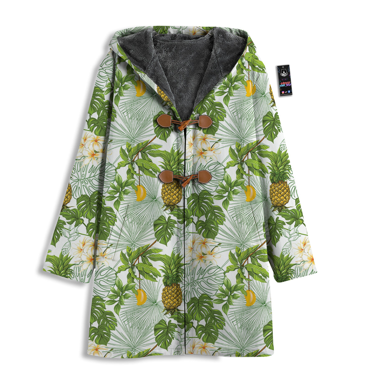 Pineapple Aloha White Print Pattern Men's Windbreaker Jacket-grizzshop