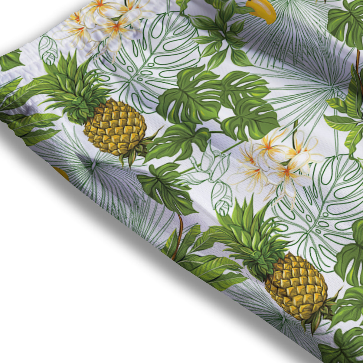 Pineapple Aloha White Print Pattern Mesh Shorts