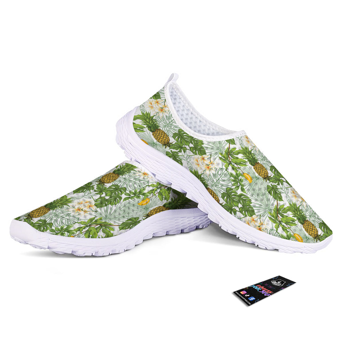 Pineapple Aloha White Print Pattern Nurse Shoes-grizzshop