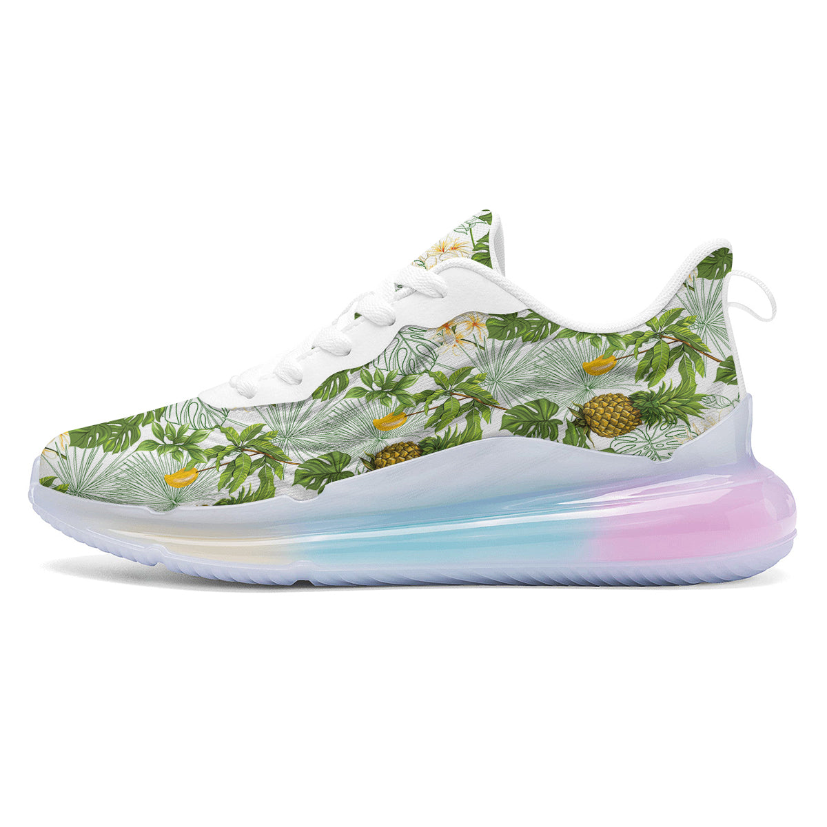 Pineapple Aloha White Print Pattern Running Sneakers-grizzshop