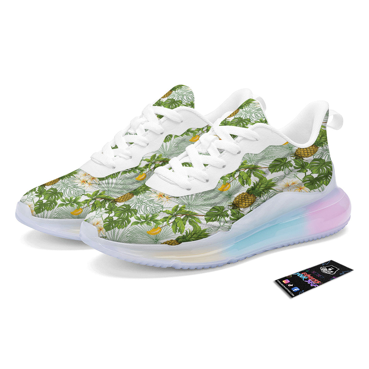 Pineapple Aloha White Print Pattern Running Sneakers-grizzshop