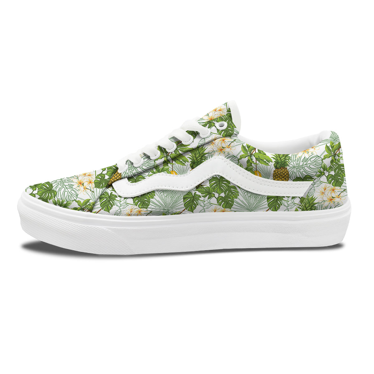 Pineapple Aloha White Print Pattern Skate Shoes-grizzshop