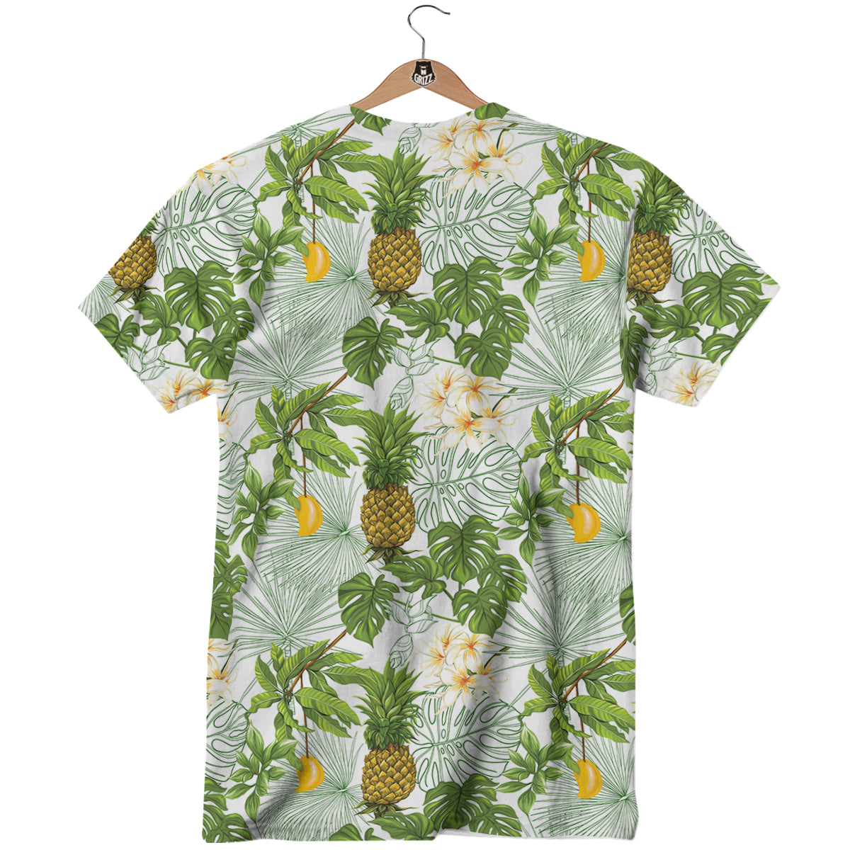 Pineapple Aloha White Print Pattern T-Shirt-grizzshop