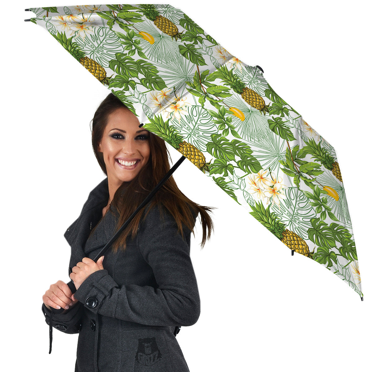 Pineapple Aloha White Print Pattern Umbrella-grizzshop