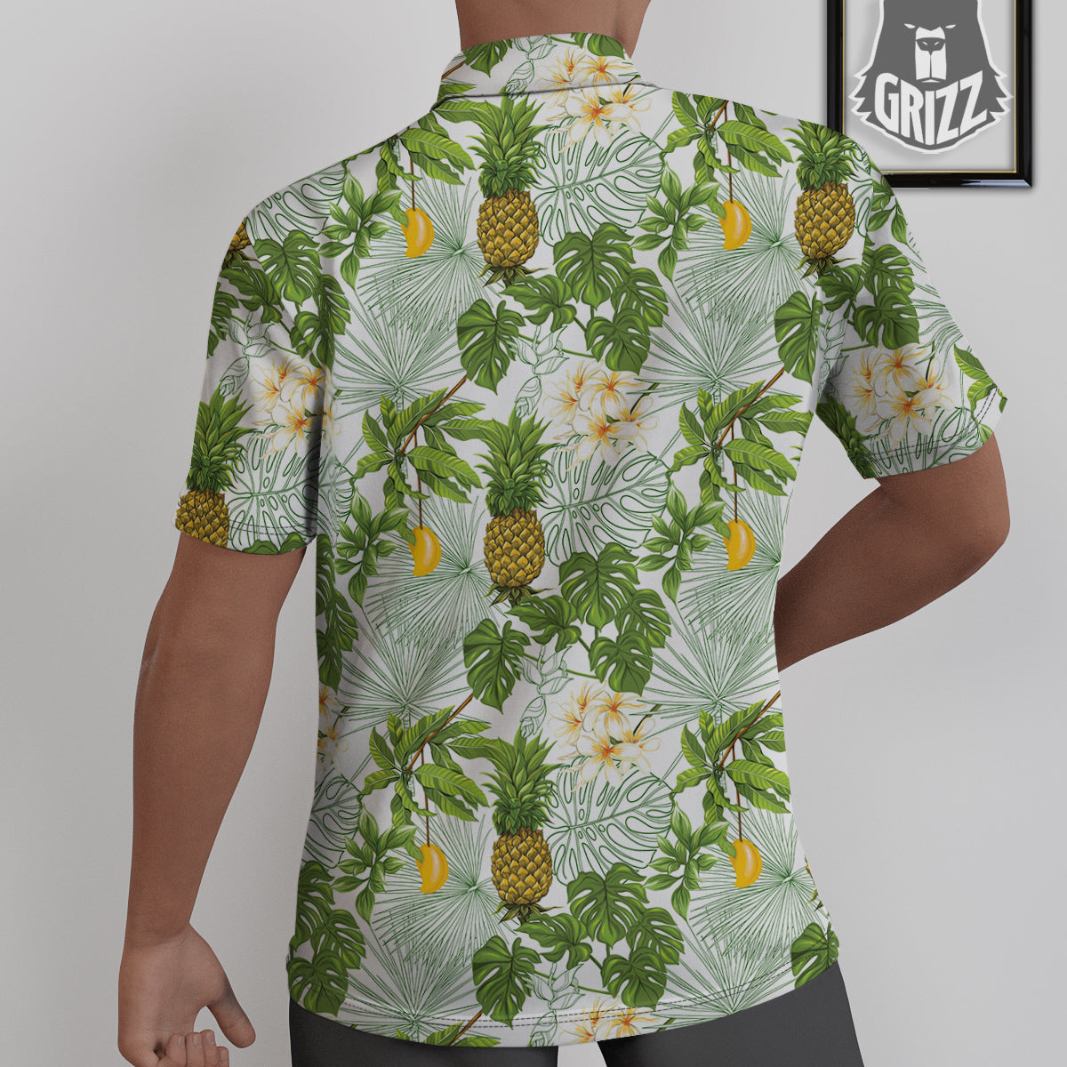 Pineapple Aloha White Print Pattern Untucked Shirts-grizzshop