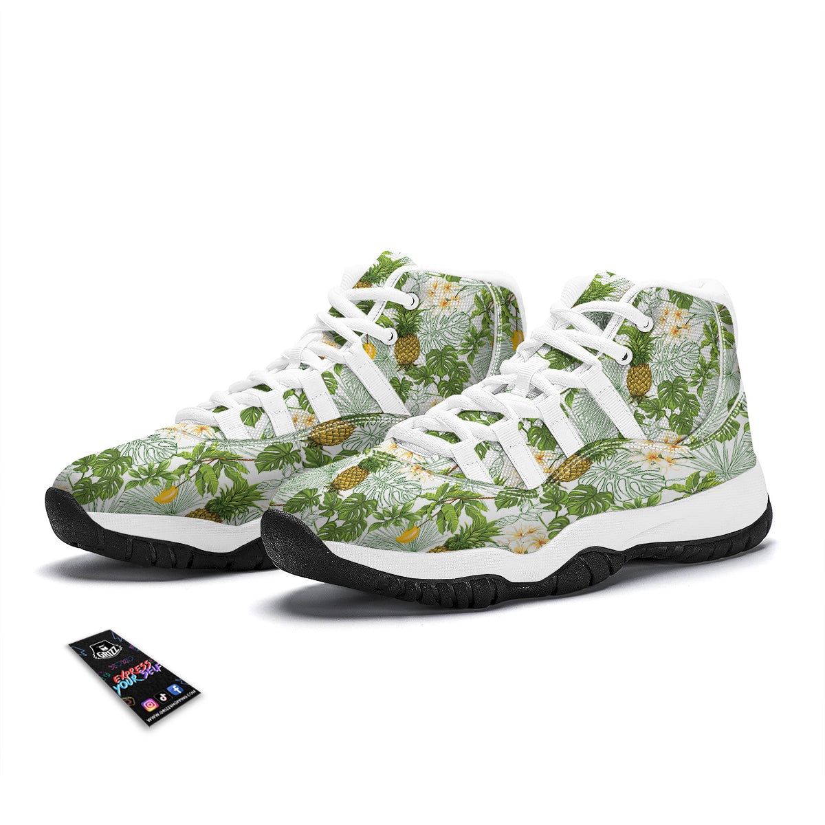 Pineapple Aloha White Print Pattern White Bball Shoes-grizzshop