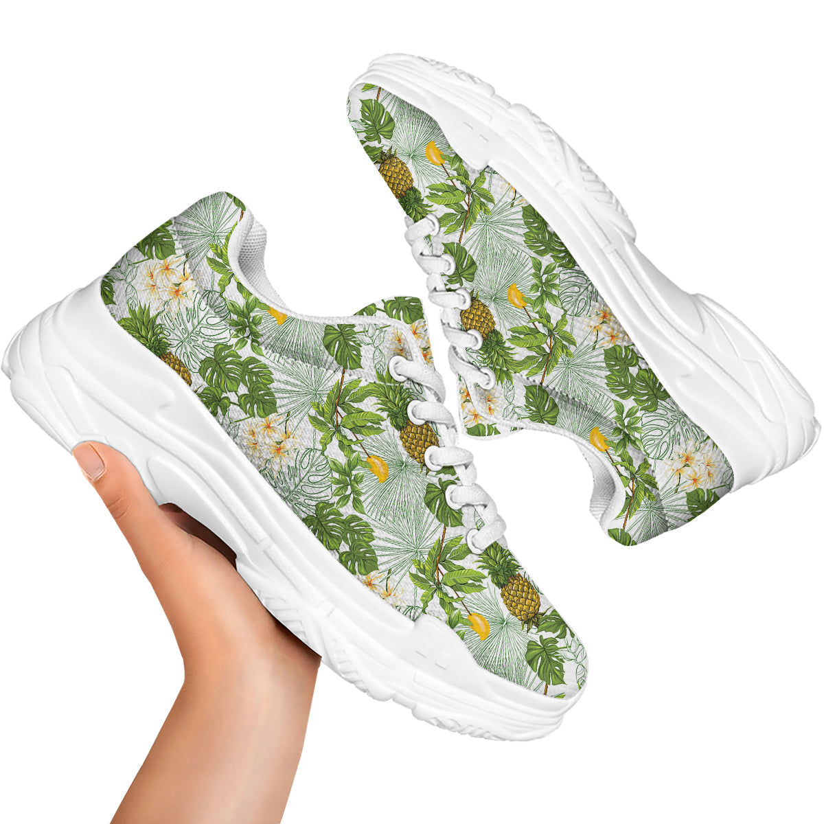 Pineapple Aloha White Print Pattern White Chunky Shoes-grizzshop