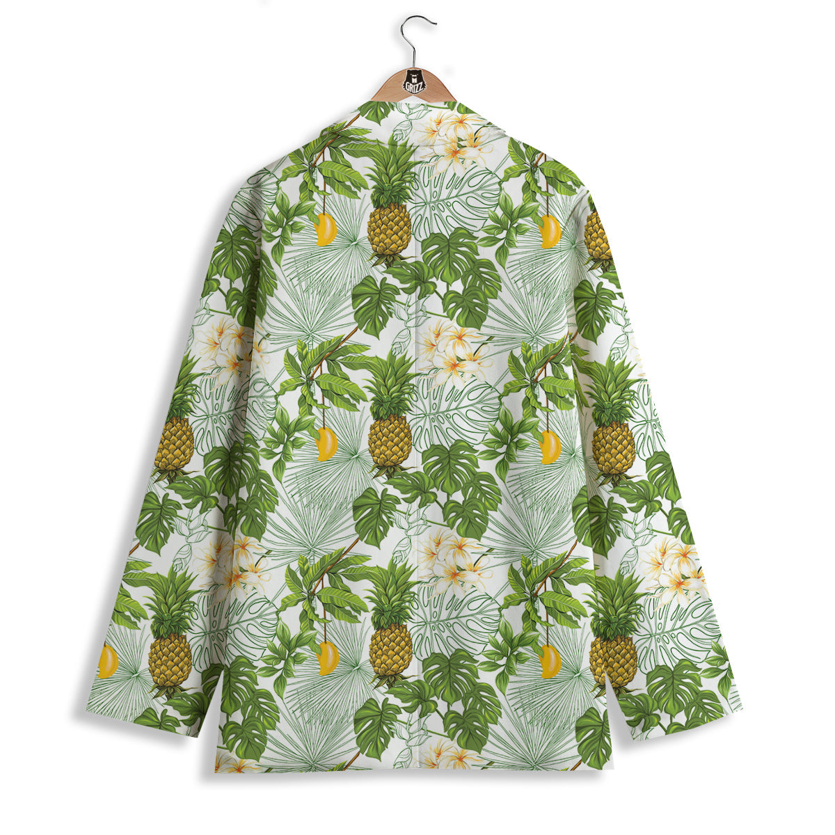 Pineapple Aloha White Print Pattern Women's Blazer-grizzshop