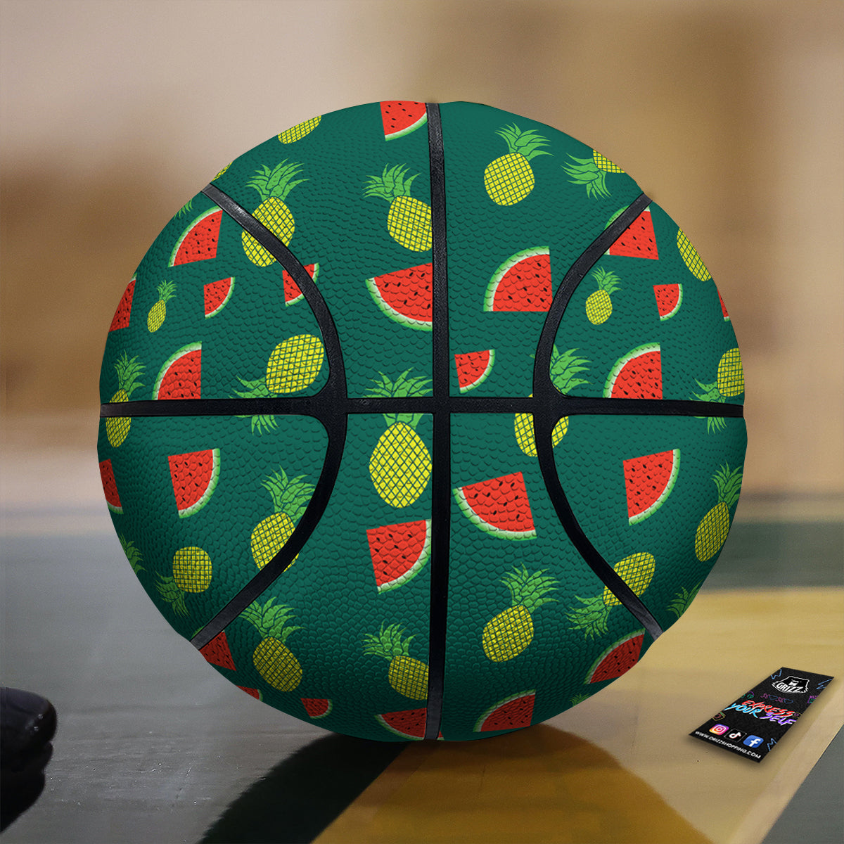 Pineapple And Tropical Watermelon Print Pattern Basketball
