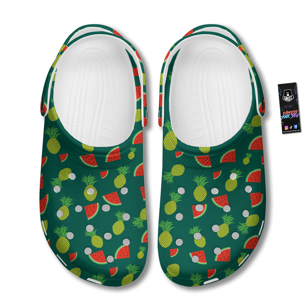 Pineapple And Tropical Watermelon Print Pattern Clog-grizzshop