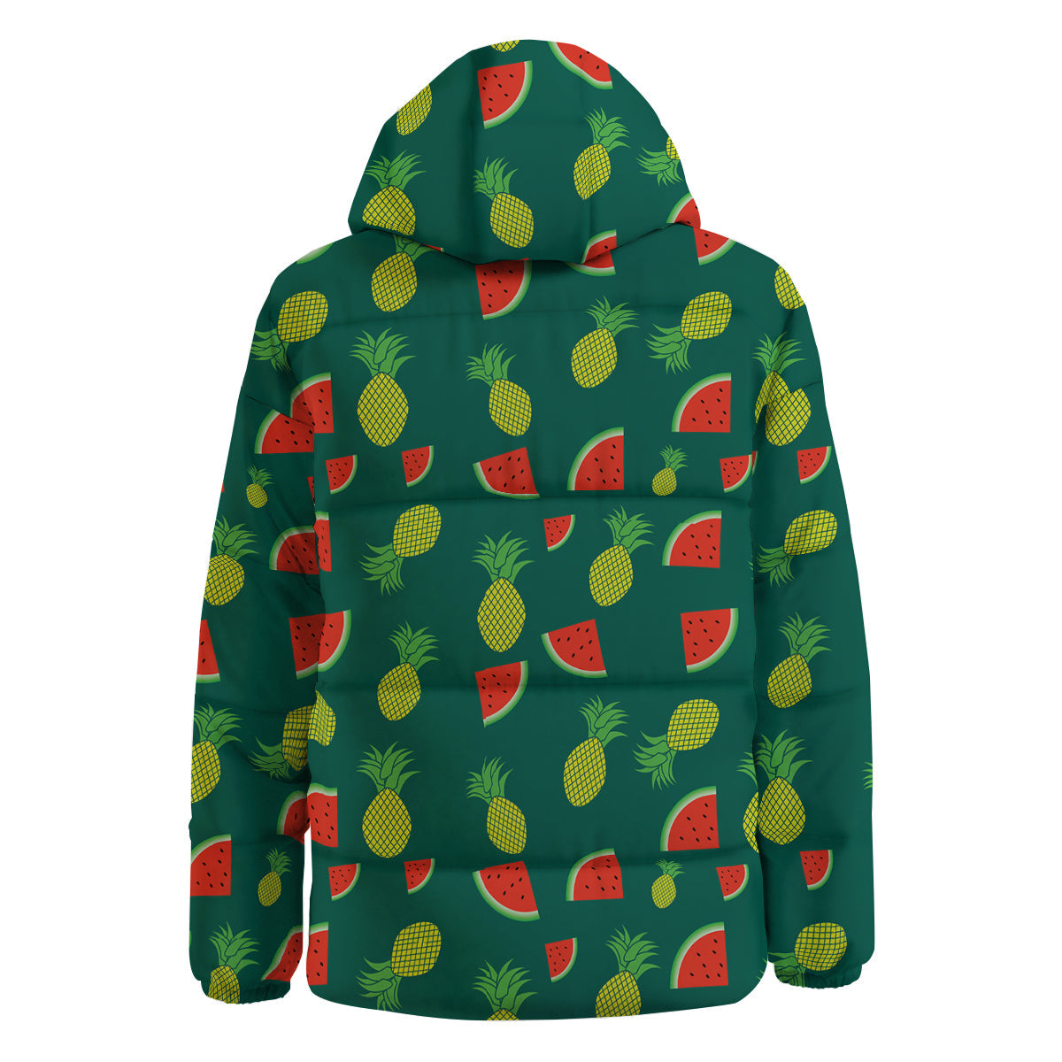 Pineapple And Tropical Watermelon Print Pattern Down Jacket-grizzshop