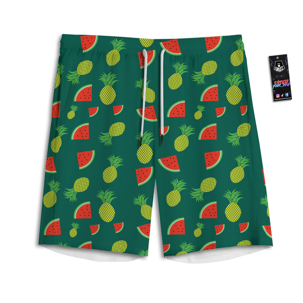 Pineapple And Tropical Watermelon Print Pattern Men's Athletic Shorts-grizzshop