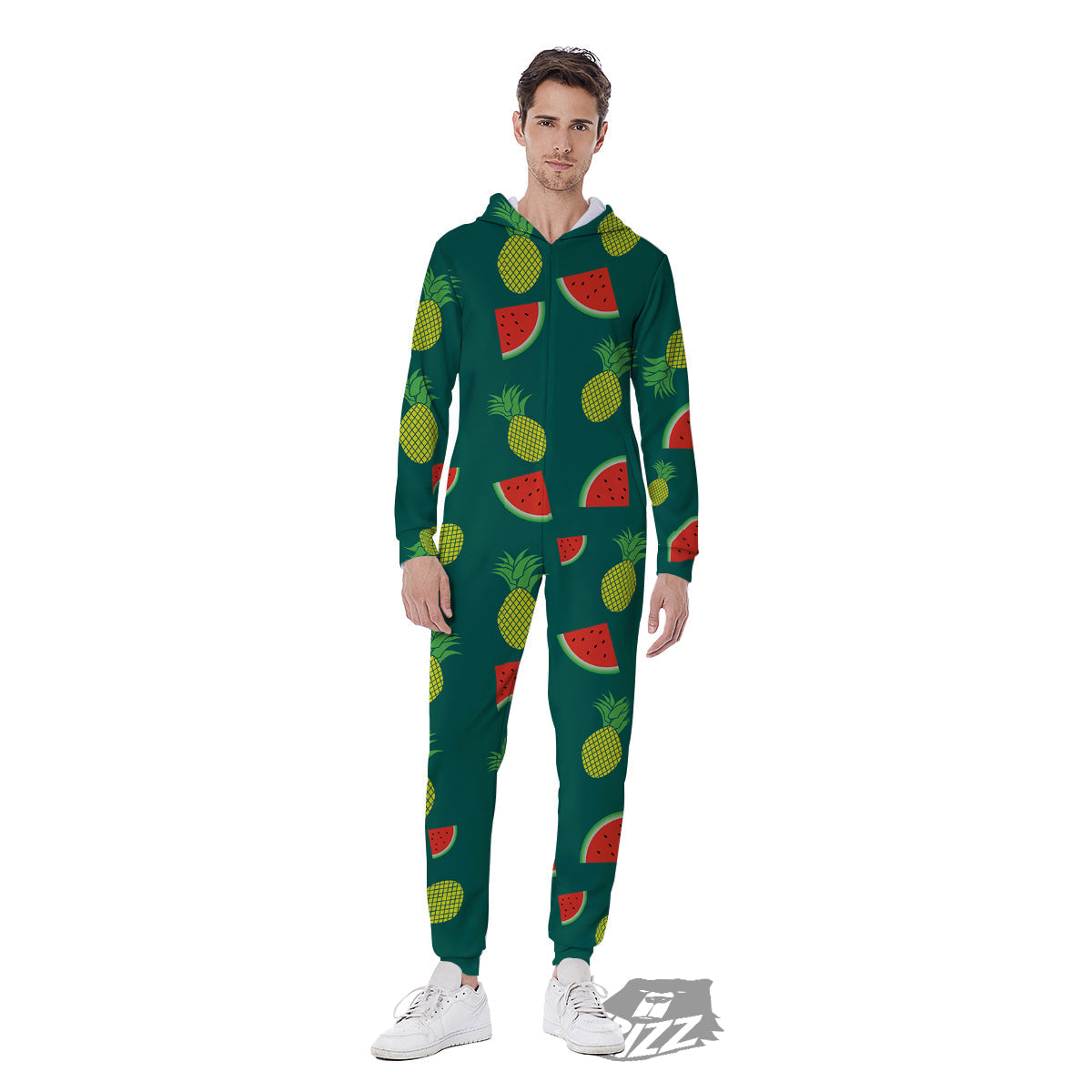 Pineapple And Tropical Watermelon Print Pattern Men's Jumpsuit-grizzshop
