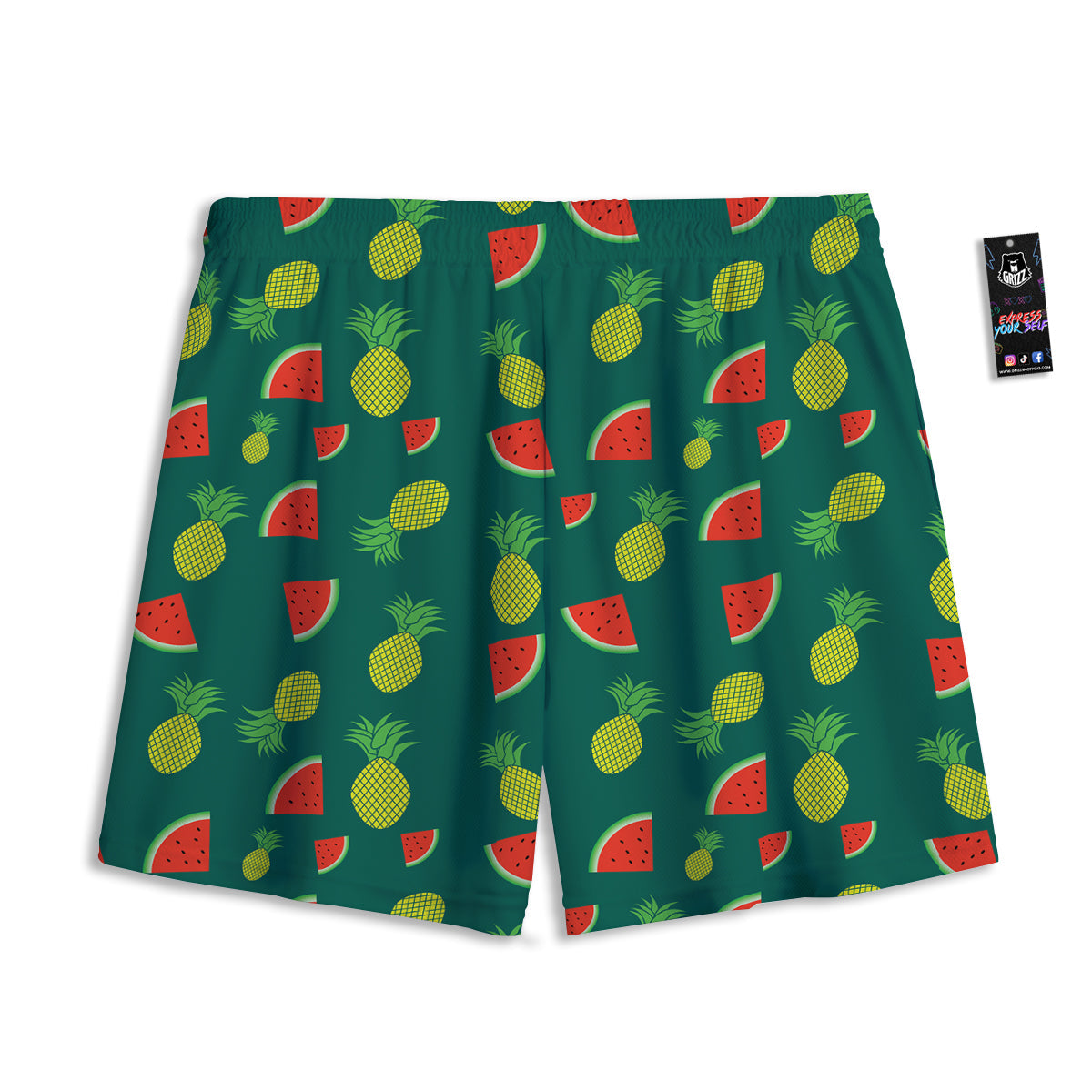 Pineapple And Tropical Watermelon Print Pattern Mesh Shorts-grizzshop