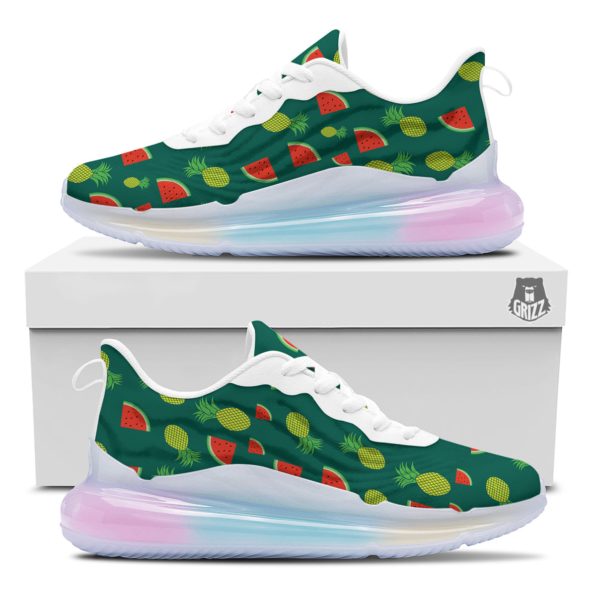 Pineapple And Tropical Watermelon Print Pattern Running Sneakers-grizzshop