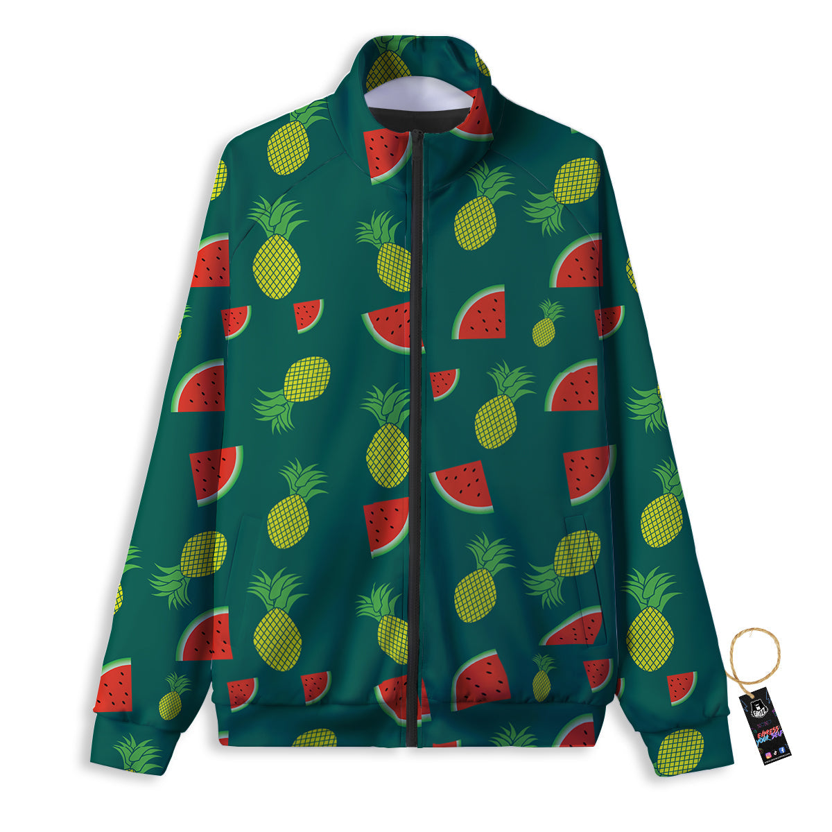Pineapple And Tropical Watermelon Print Pattern Track Jacket-grizzshop