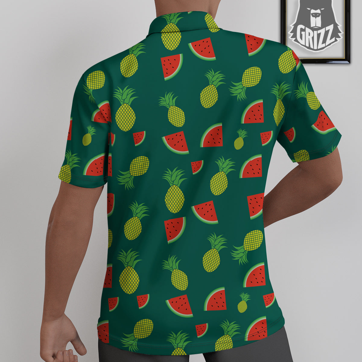 Pineapple And Tropical Watermelon Print Pattern Untucked Shirts-grizzshop