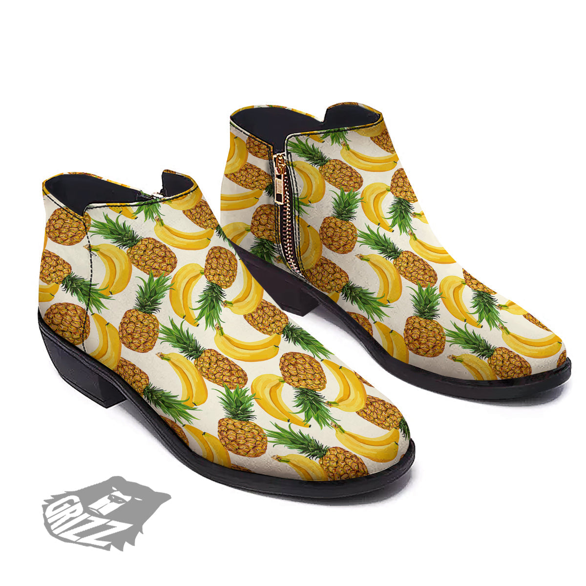 Pineapple Banana Print Pattern Ankle Boots-grizzshop