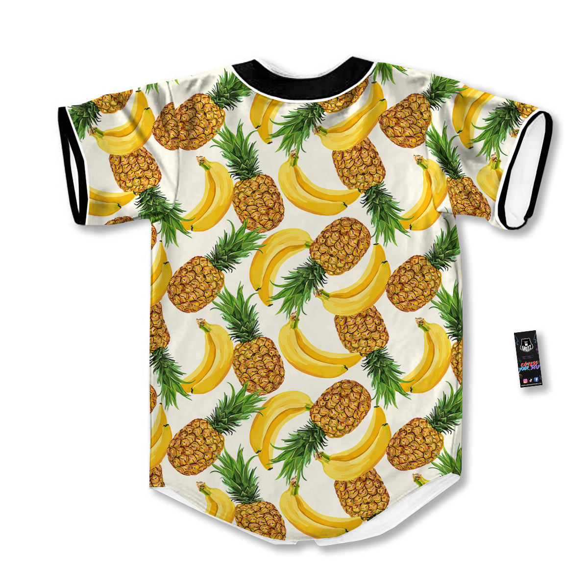 Pineapple Banana Print Pattern Baseball Jersey-grizzshop