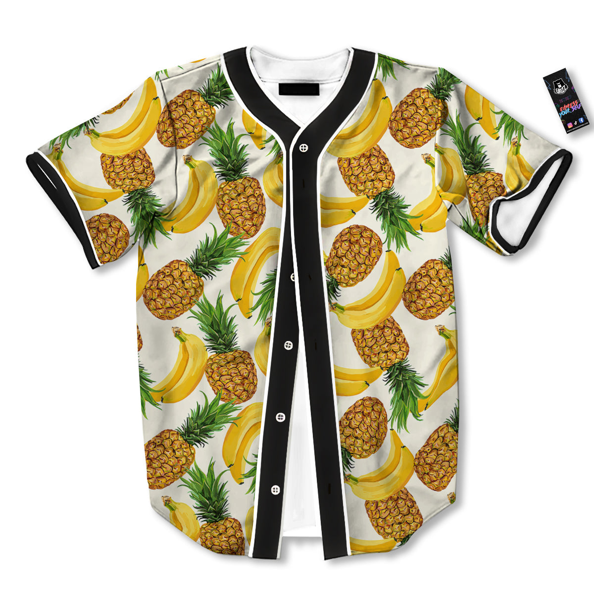 Pineapple Banana Print Pattern Baseball Jersey-grizzshop