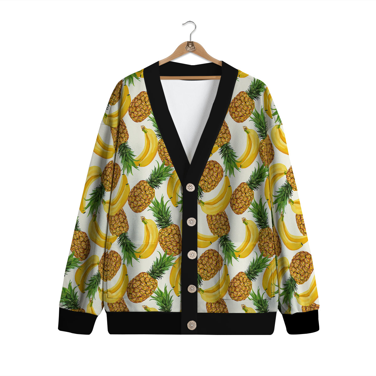 Pineapple Banana Print Pattern Cardigan-grizzshop