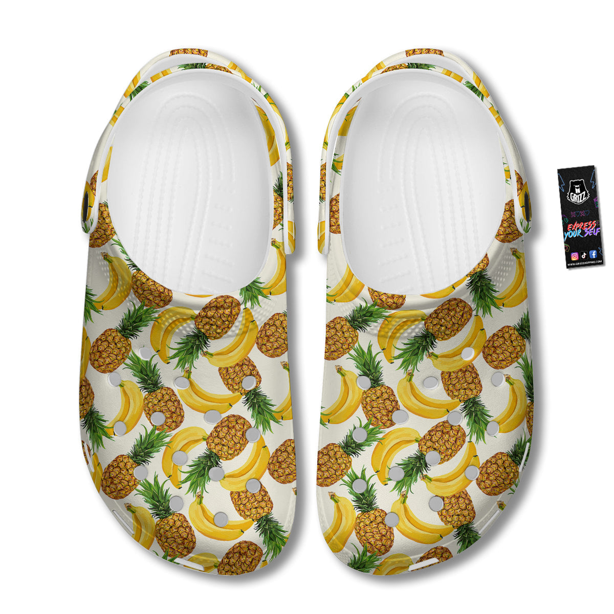 Pineapple Banana Print Pattern Clog-grizzshop