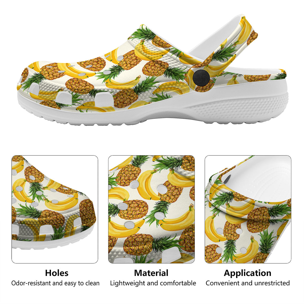 Pineapple Banana Print Pattern Clog-grizzshop