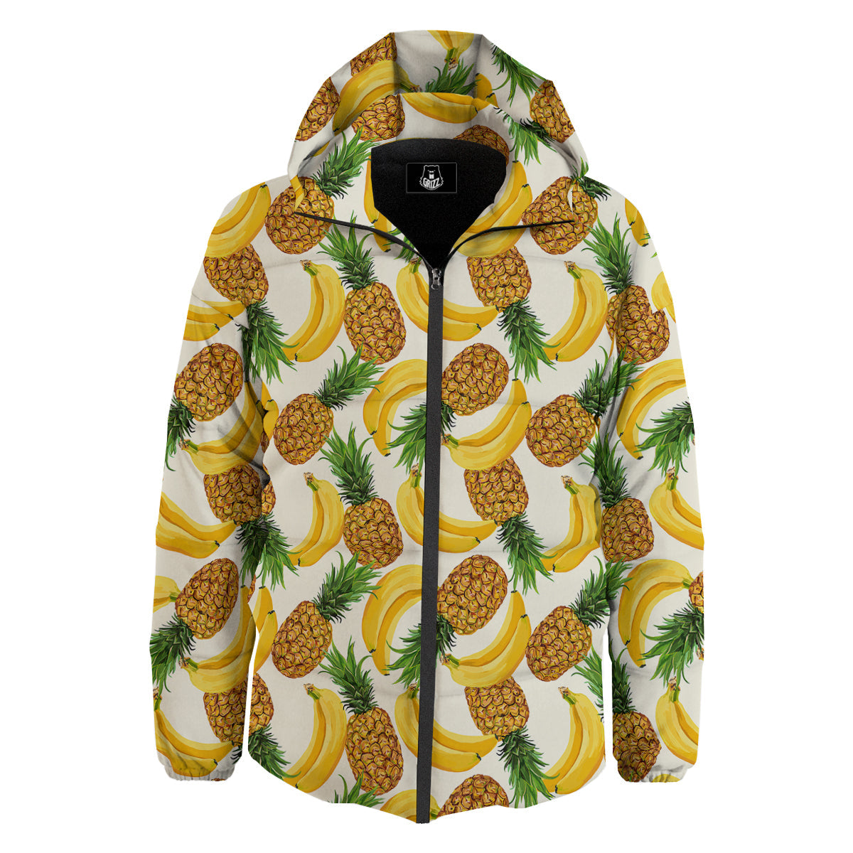 Pineapple Banana Print Pattern Down Jacket-grizzshop