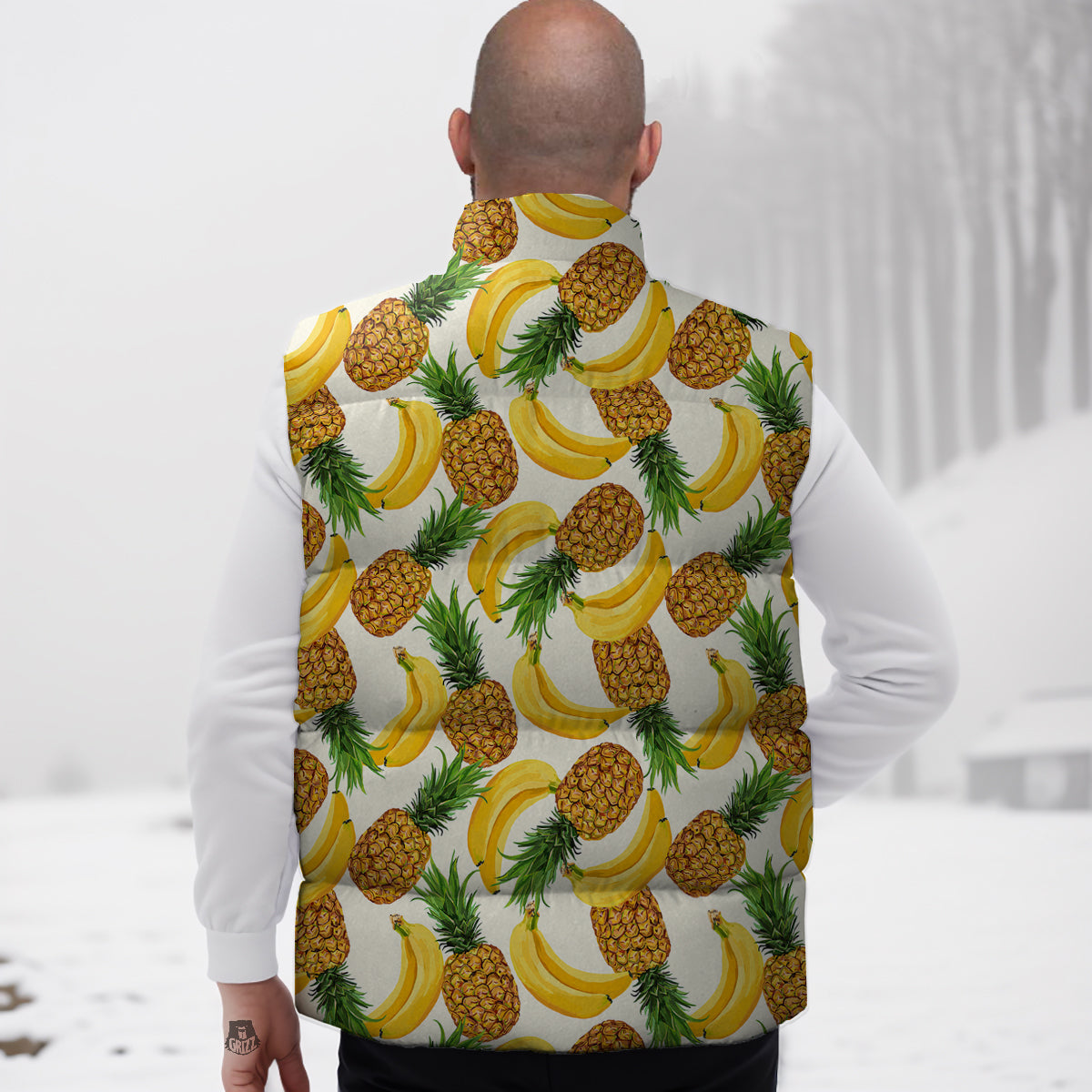 Pineapple Banana Print Pattern Down Vest