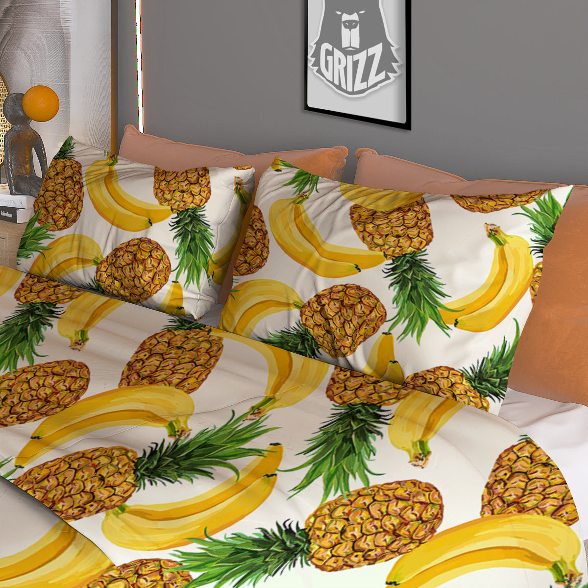 Pineapple Banana Print Pattern Duvet Cover Bedding Set