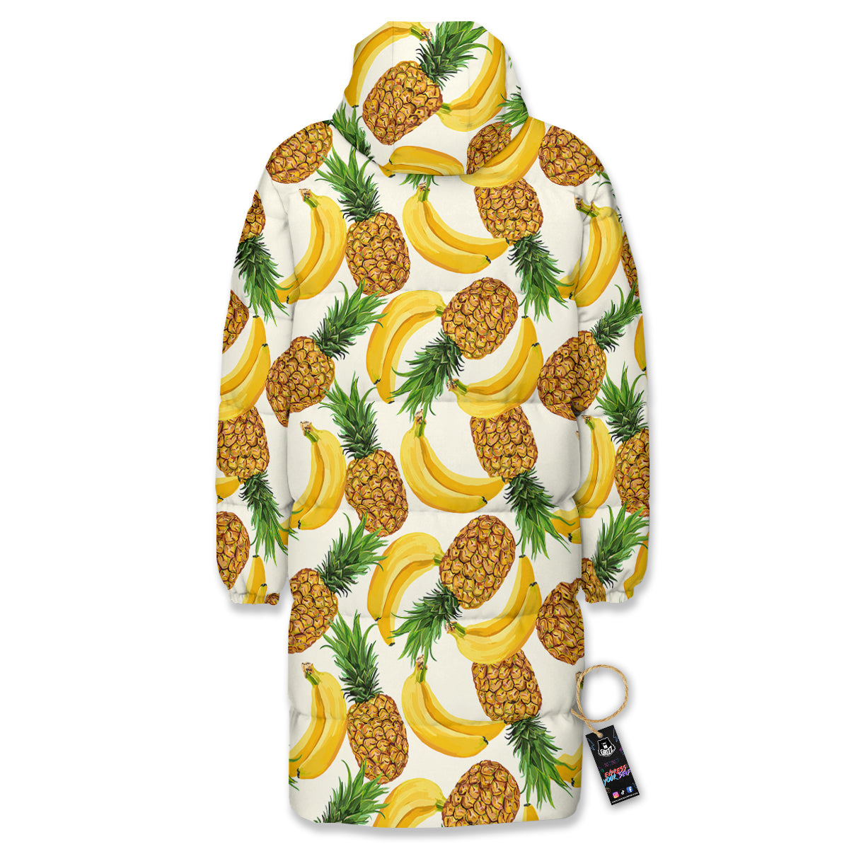 Pineapple Banana Print Pattern Long Down Jacket-grizzshop