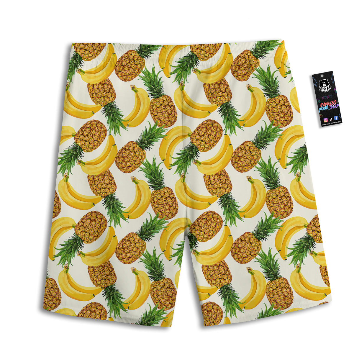 Pineapple Banana Print Pattern Men's Athletic Shorts