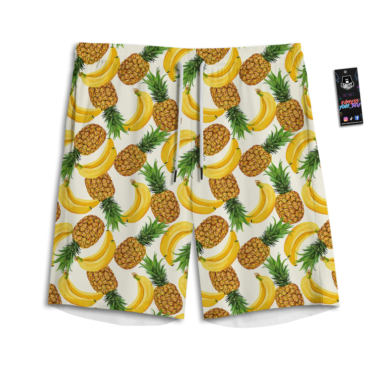 Pineapple Banana Print Pattern Men's Athletic Shorts