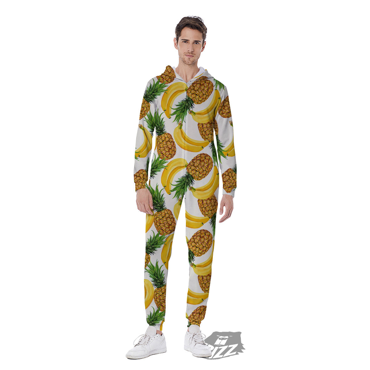 Pineapple Banana Print Pattern Men's Jumpsuit-grizzshop