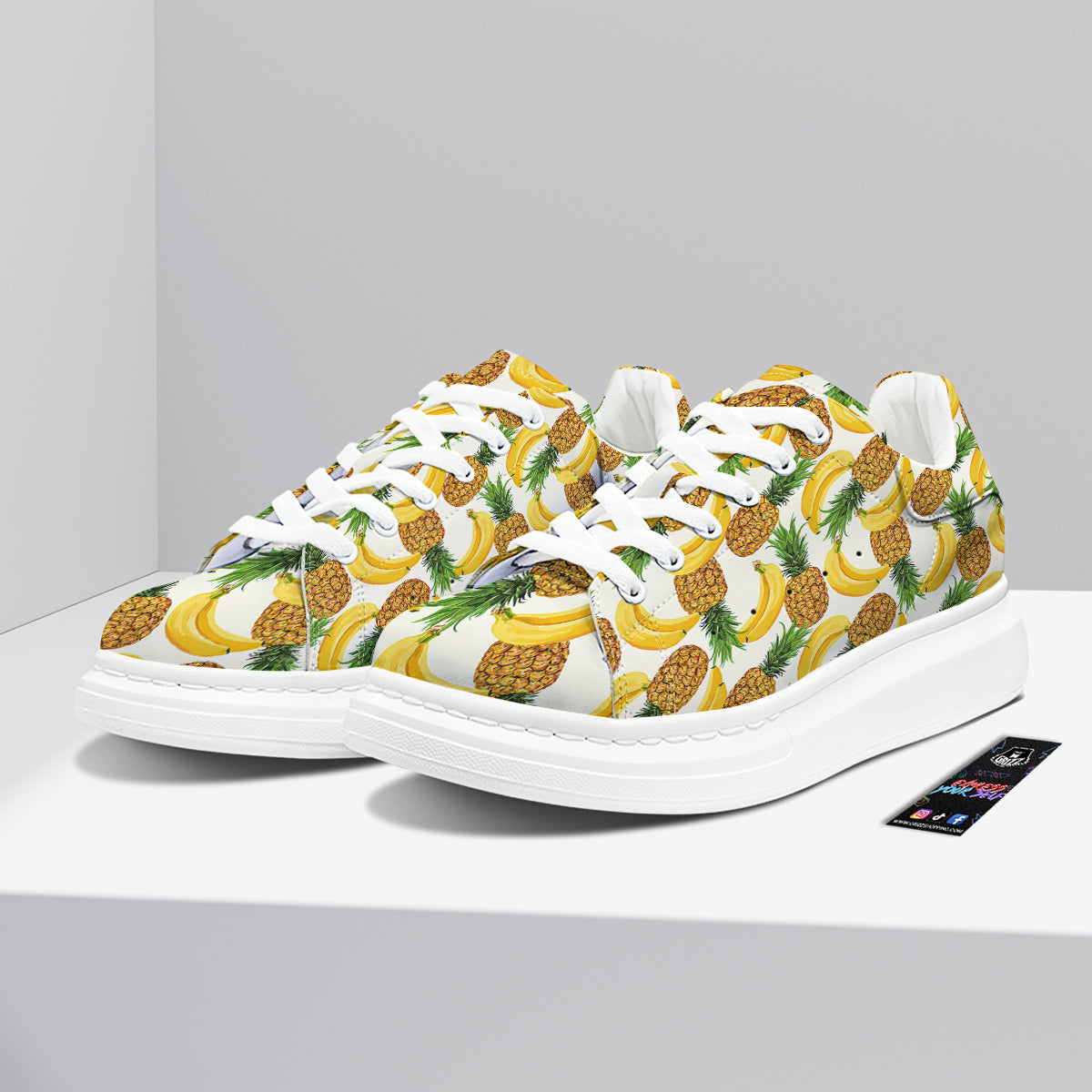 Pineapple Banana Print Pattern Platform Shoes-grizzshop