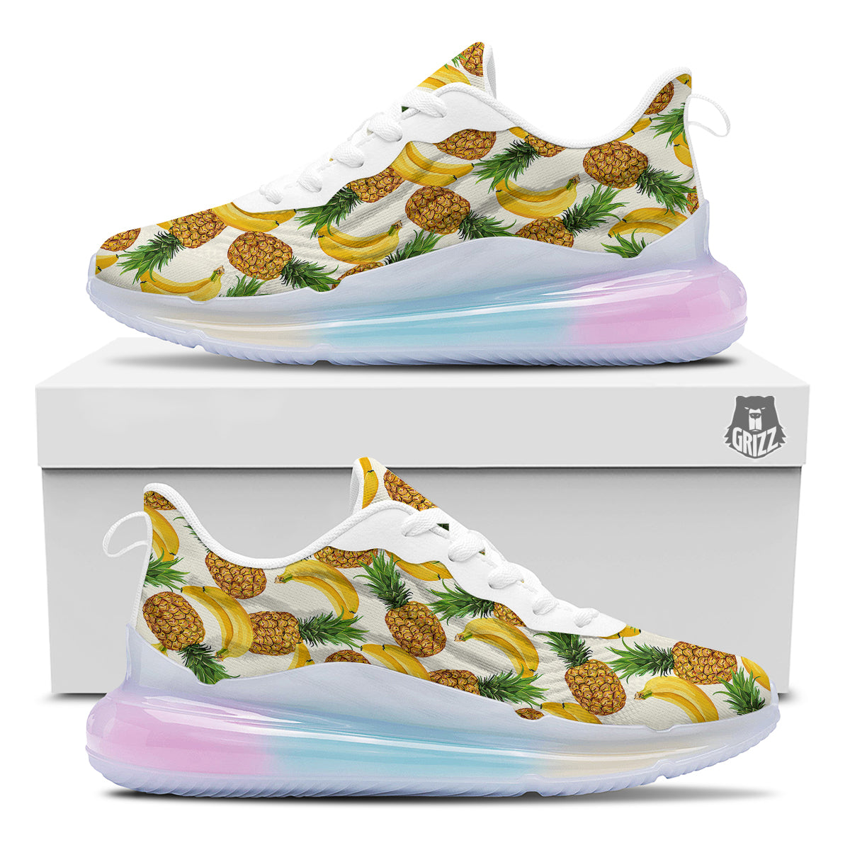 Pineapple Banana Print Pattern Running Sneakers-grizzshop