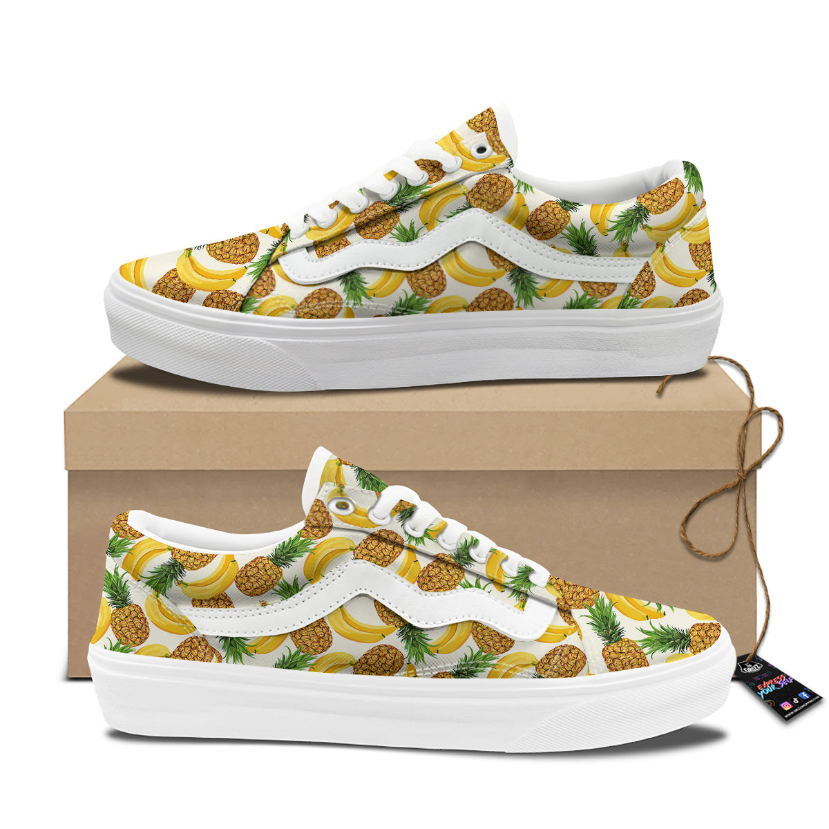 Pineapple Banana Print Pattern Skate Shoes-grizzshop