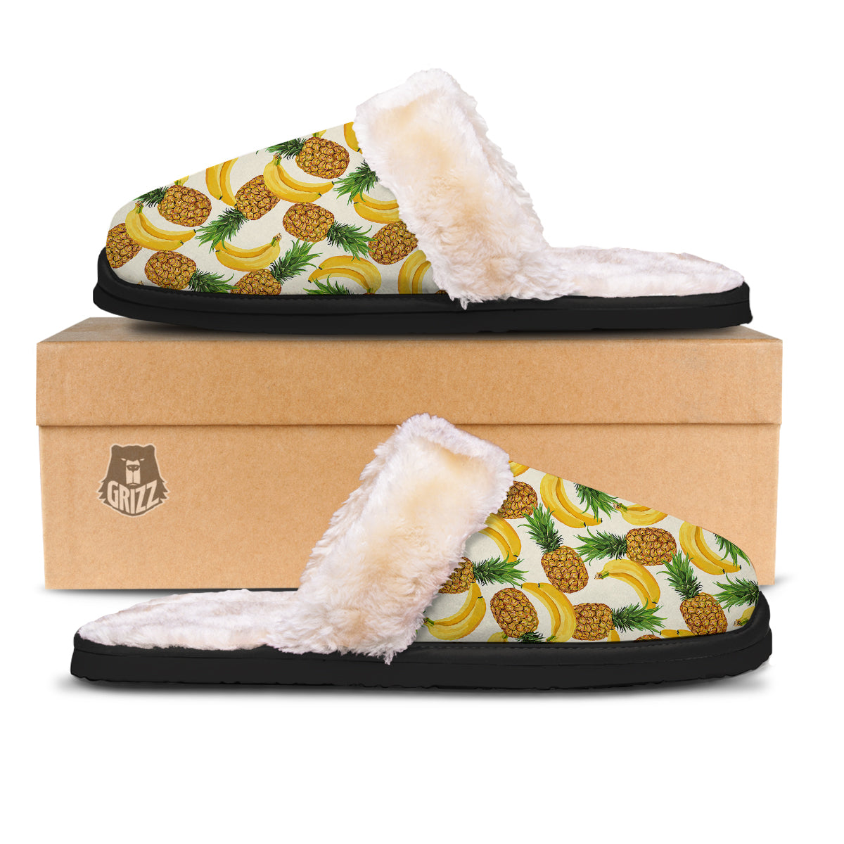 Pineapple Banana Print Pattern Slippers-grizzshop