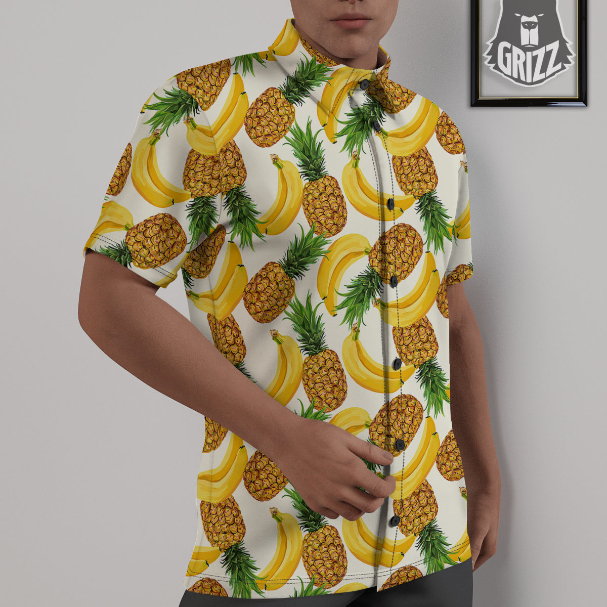 Pineapple Banana Print Pattern Untucked Shirts-grizzshop